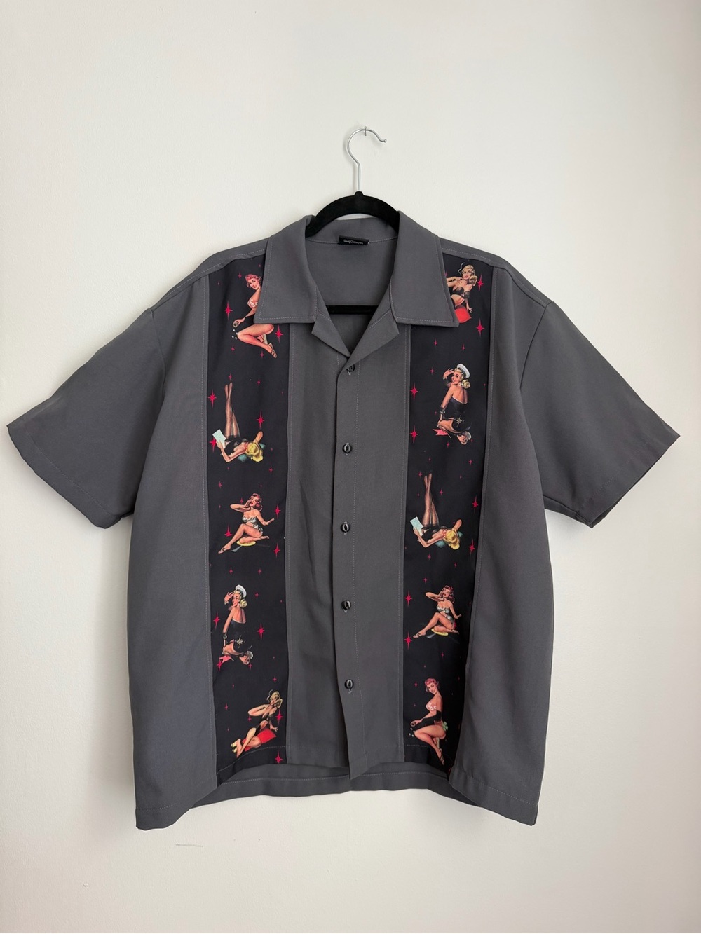 Steady Last Call Men’s XL Rockabilly Pin Up Girl Vegas Lounge Bowling Shirt